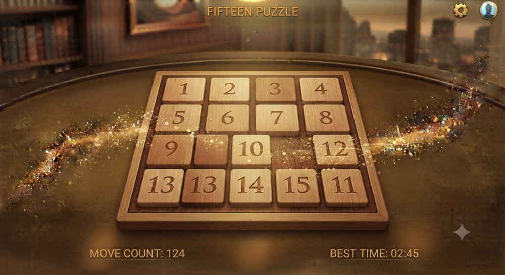 Numbered sliding tiles with one space empty.